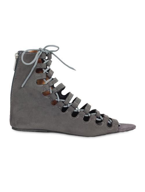 grey leatherette lace-up gladiators - 1123347 - Very Small Image - 1