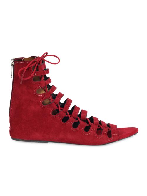 red leatherette lace-up gladiators - 1123348 - Very Small Image - 1