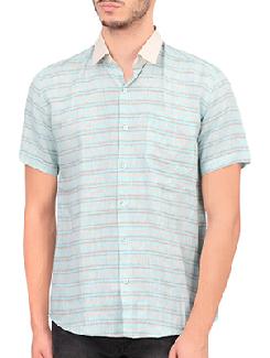green linen casual shirt - 11236226 - Very Small Image - 1