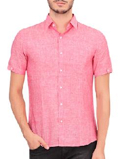 pink linen casual shirt - 11236232 - Very Small Image - 1