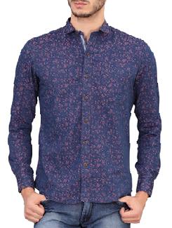 dark blue cotton casual shirt - 11236268 - Very Small Image - 1