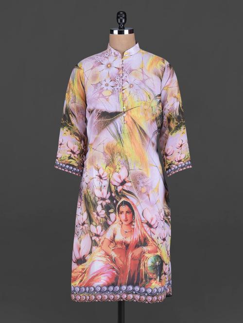 graphic print poly georgette kurta - 1123633 - Very Small Image - 1