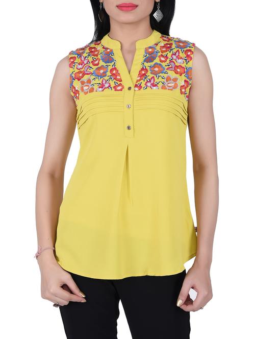 yellow polycrepe regular top - 11238424 - Very Small Image - 1