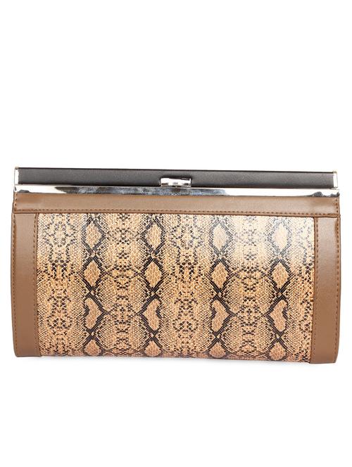brown snakeskin printed leatherette clutch - 1123956 - Very Small Image - 1