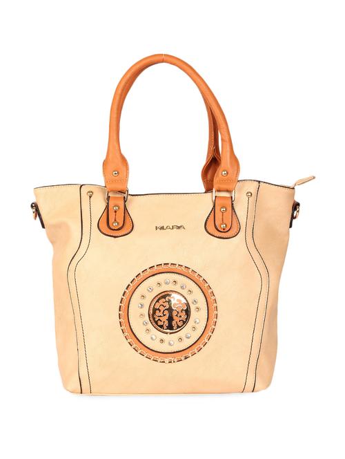 beige faux leather handbag with pouch - 1123982 - Very Small Image - 1