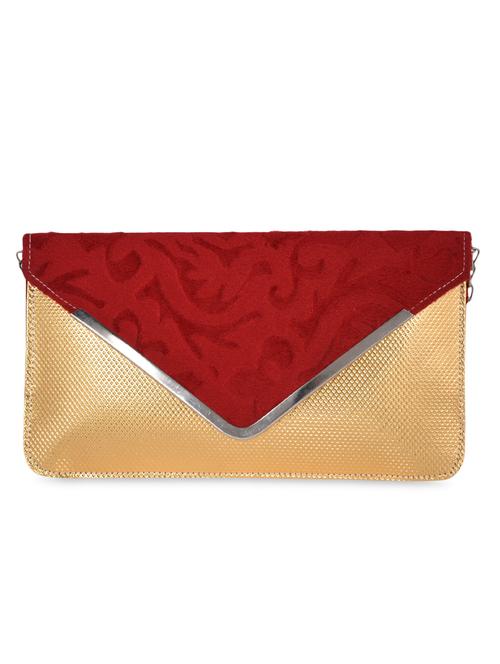 maroon ethnic burn-out flap clutch - 1124452 - Very Small Image - 1