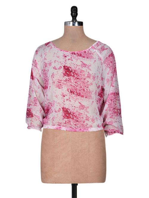 pink printed georgette top - 1124944 - Very Small Image - 1