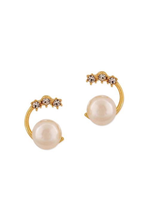 white metal studs earring - 11254030 - Very Small Image - 1