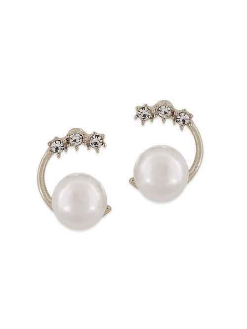 white metal studs earring - 11254125 - Very Small Image - 1