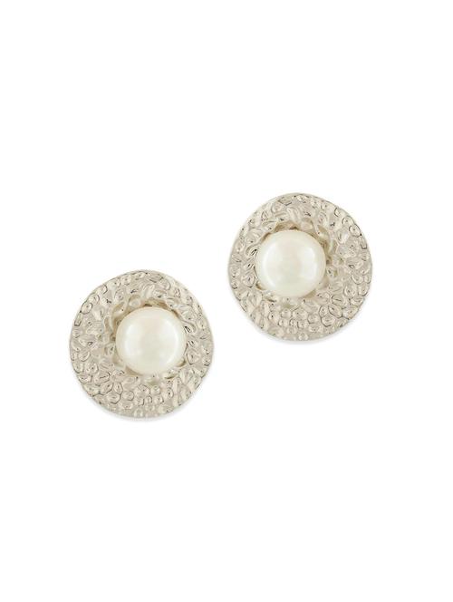 white metal studs earring - 11254130 - Very Small Image - 1