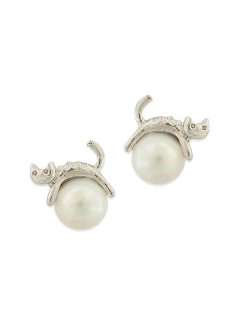 white metal studs earring - 11254154 - Very Small Image - 1