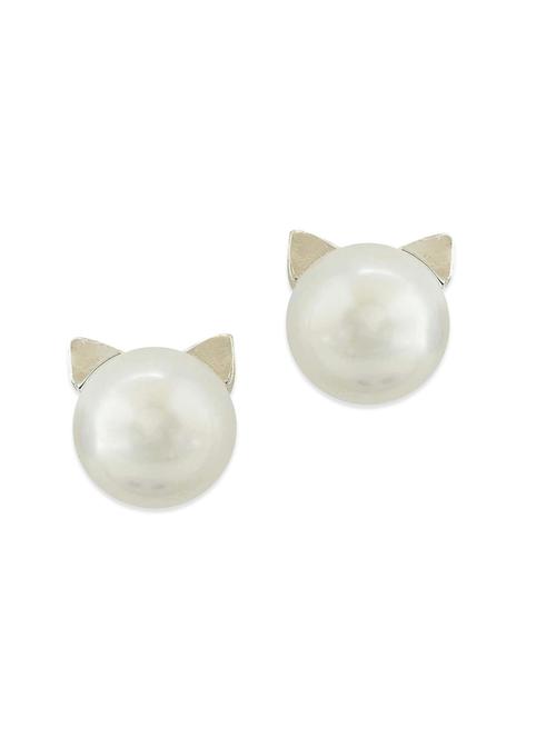 white metal studs earring - 11254209 - Very Small Image - 1