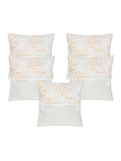 stol'n cream ribbon & sequin work cushion cover (16x16 inches)-5 pcs - 11256759 - Very Small Image - 1