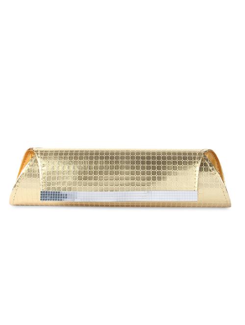 textured cylindrical glossy golden clutch - 1126014 - Very Small Image - 1