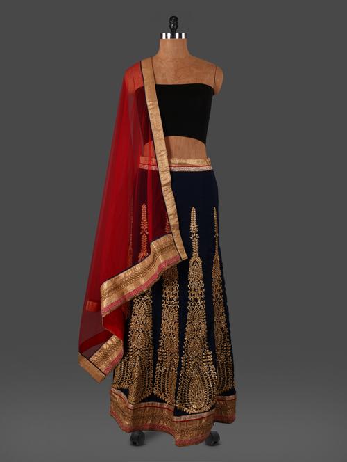 Navy blue georgette lehenga set - 1126444 - Very Small Image - 1