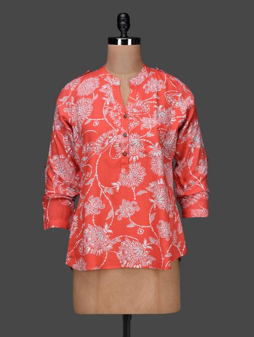 peach printed full sleeve top - 1126611 - Very Small Image - 1