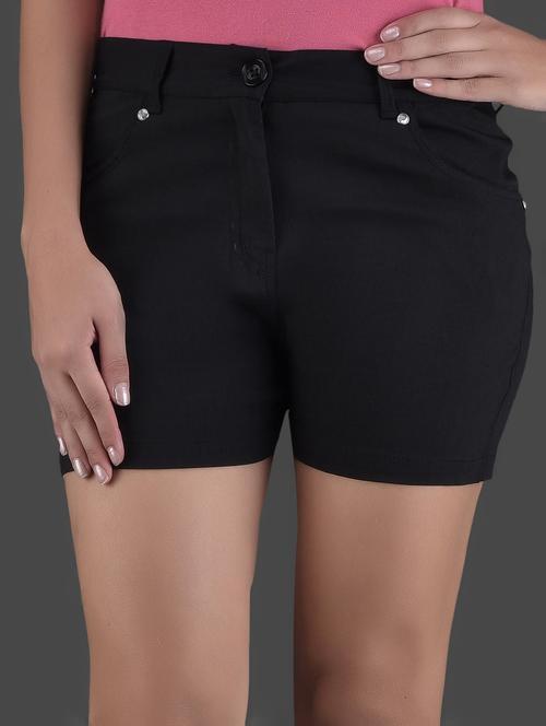 solid black cotton shorts - 1126633 - Very Small Image - 1