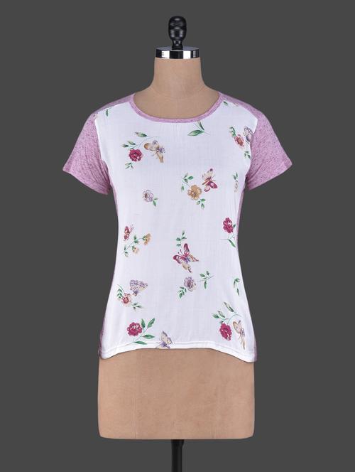 Printed Short Sleeves Rayon Top - 1126796 - Very Small Image - 1