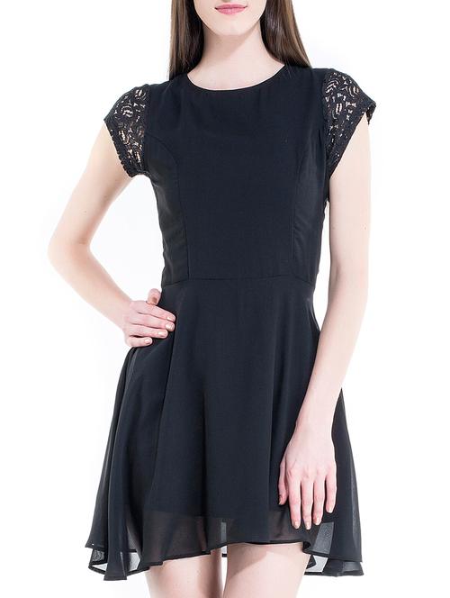 black georgette fit & flare dress - 11268375 - Very Small Image - 1