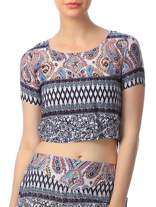 multicolored printed cotton crop top - 11269488 - Very Small Image - 1