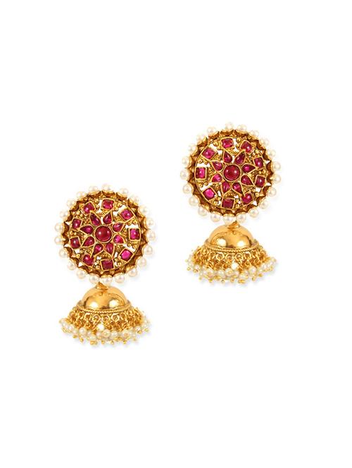pink gold plated drop earring - 11270670 - Very Small Image - 1