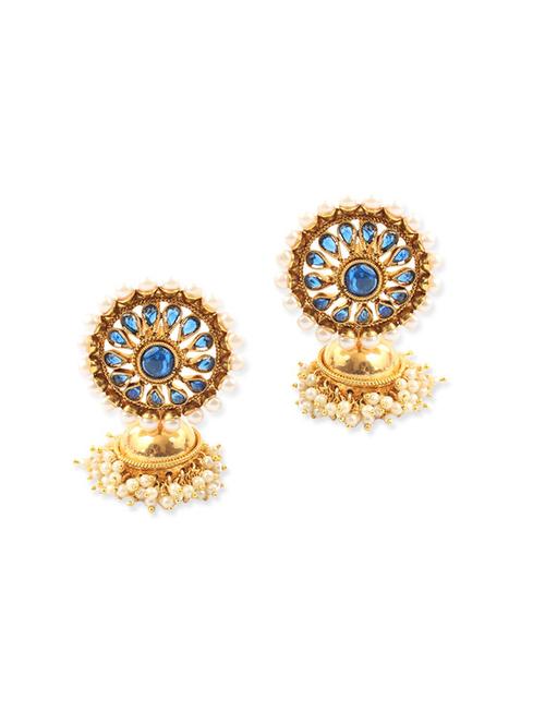 blue gold plated drop earring - 11270673 - Very Small Image - 1