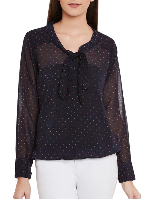 polka dot tie neck top - 11275294 - Very Small Image - 1