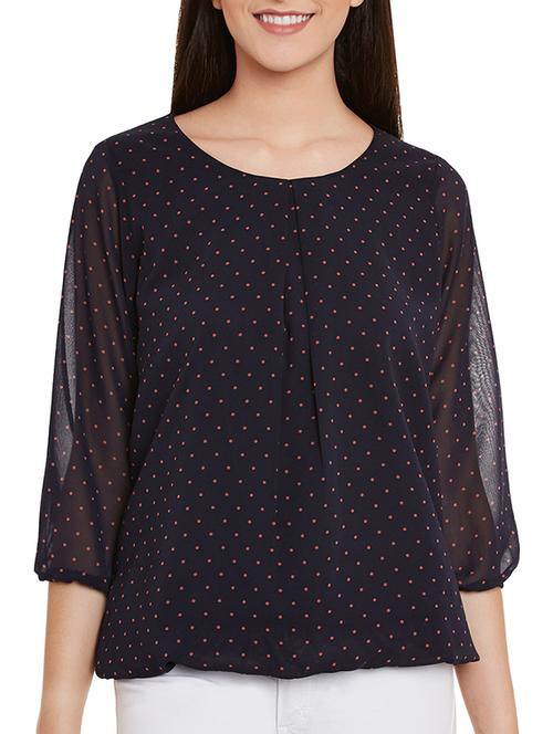 pleated neck pin dot top - 11275297 - Very Small Image - 1