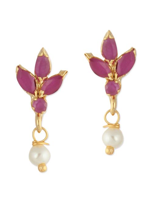pink embellished brass drop earrings - 11275674 - Very Small Image - 1