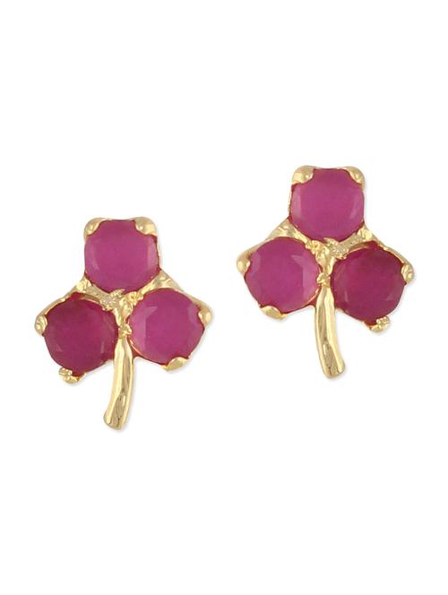 pink embellished brass studs earrings - 11275680 - Very Small Image - 1