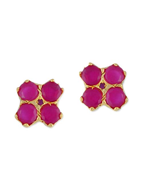 pink embellished brass studs earrings - 11275684 - Very Small Image - 1