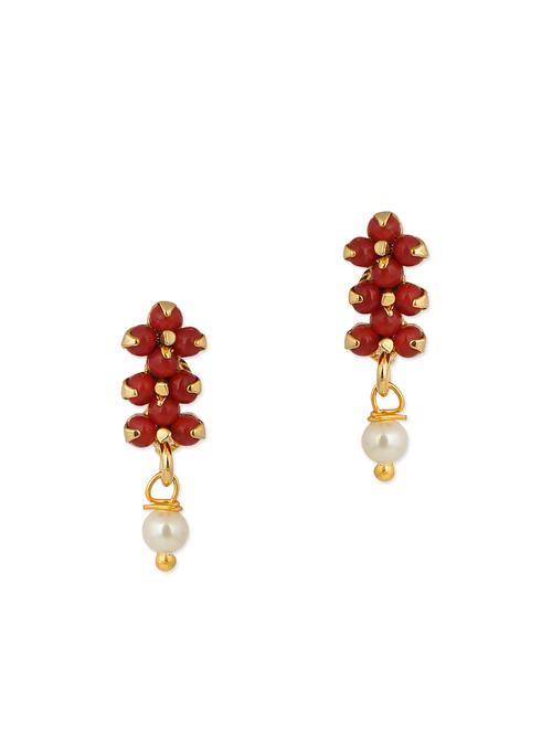 orange embellished brass drop earrings - 11275728 - Very Small Image - 1