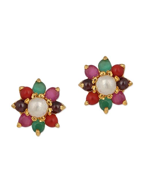 multicolored brass studs earrings - 11275752 - Very Small Image - 1