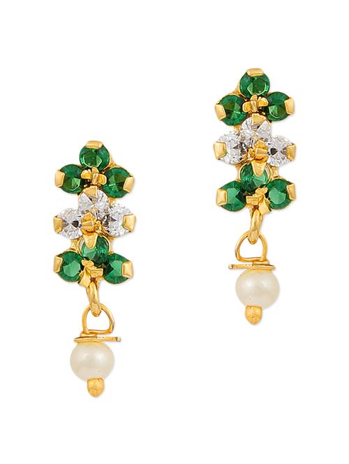 green embellished brass drop earrings - 11275758 - Very Small Image - 1