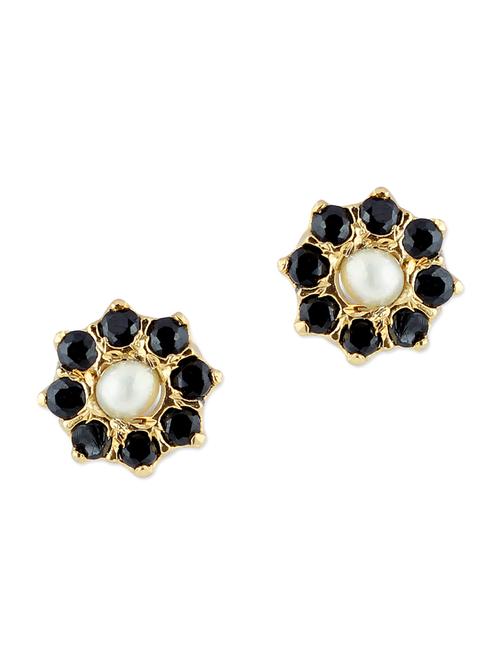black embellished brass studs earrings - 11275772 - Very Small Image - 1