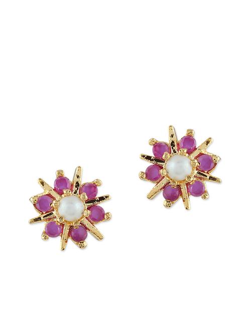 pink embellished brass studs earrings - 11275798 - Very Small Image - 1