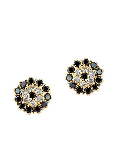 black embellished brass studs earrings - 11275800 - Very Small Image - 1