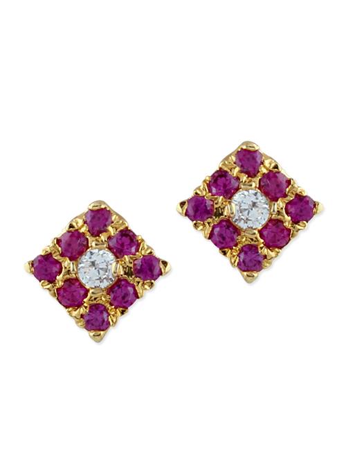 pink embellished brass studs earrings - 11275816 - Very Small Image - 1