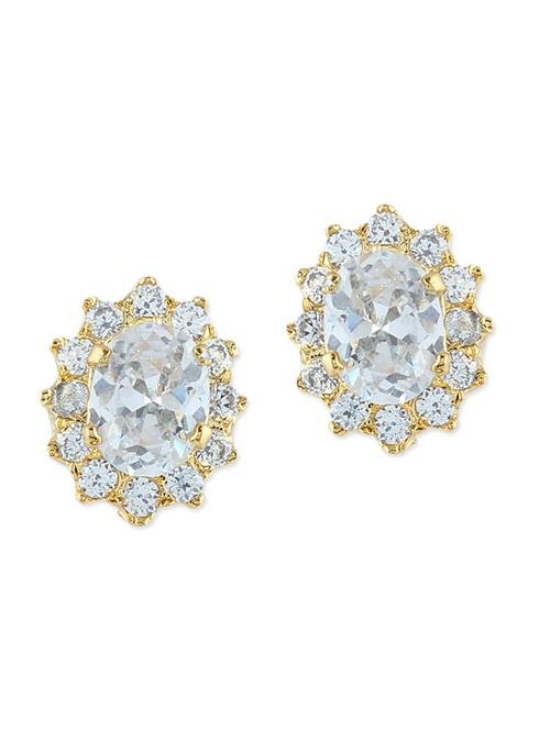 gold toned embellished brass studs earrings - 11275837 - Very Small Image - 1
