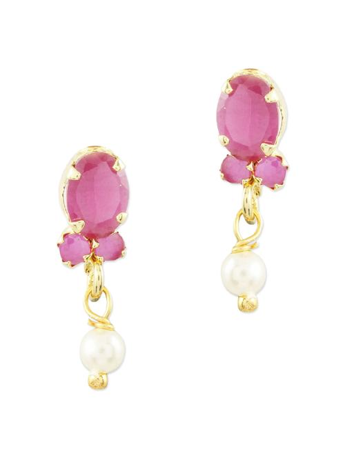 pink brass studs earring - 11275850 - Very Small Image - 1