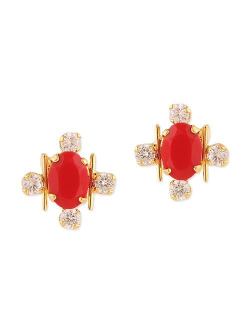 red brass studs earrings - 11275895 - Very Small Image - 1