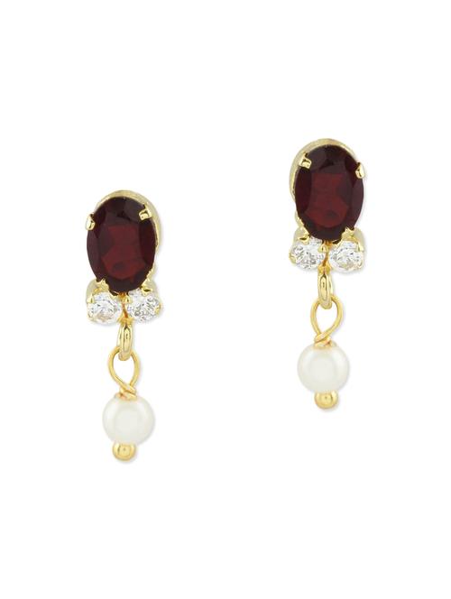 red embellished brass drop earrings - 11276164 - Very Small Image - 1