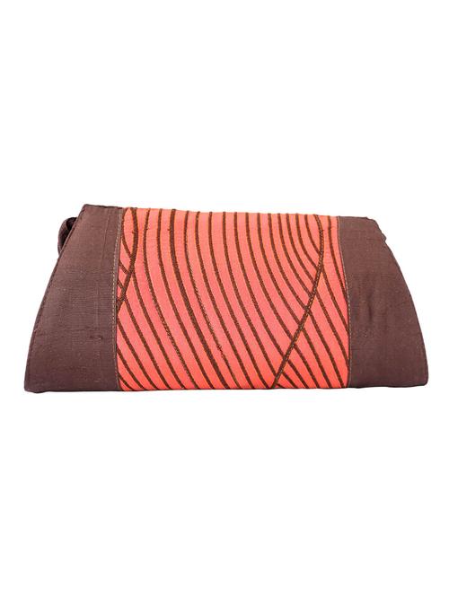 brown silk embroidered clutch - 11279106 - Very Small Image - 1