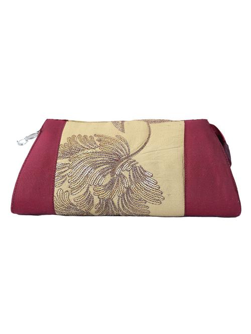 maroon silk embroidered clutch - 11279109 - Very Small Image - 1