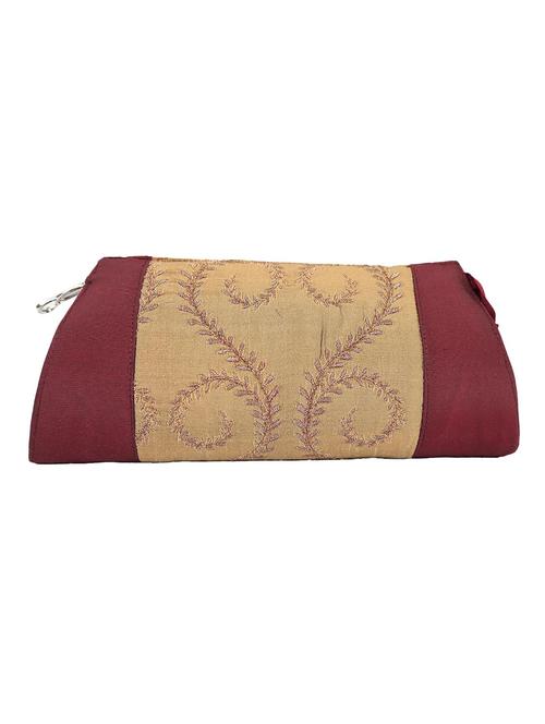 maroon beige silk embroidered clutch - 11279114 - Very Small Image - 1