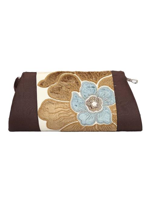 brown silk applique clutch - 11279122 - Very Small Image - 1