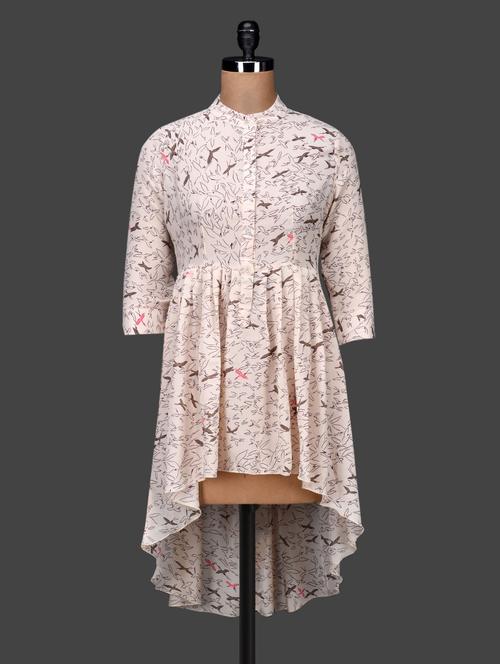 mandarin collar asymmetrical georgette dress - 1128024 - Very Small Image - 1