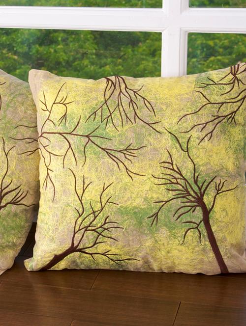 green printed cotton set of 2 cushion cover - 11280780 - Very Small Image - 1