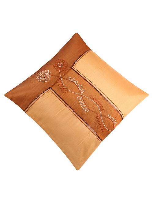 plush plaza brown cotton flowery cushion covers - pack of 2 - 11280784 - Very Small Image - 1