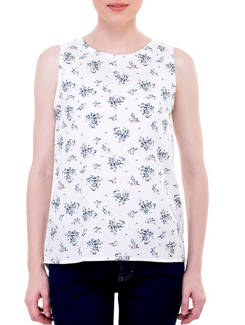 white poly crepe printed top - 11282023 - Very Small Image - 1